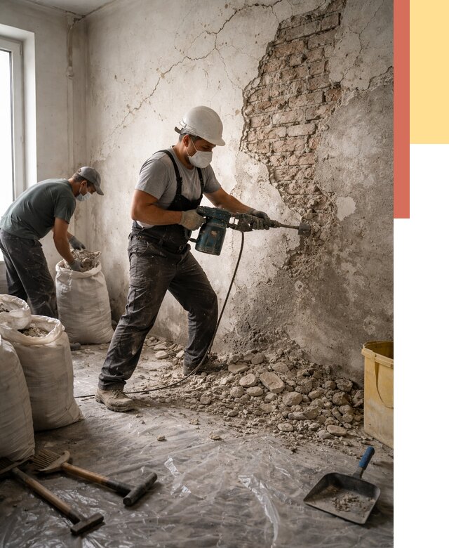 Демонтаж штукатурки со стен в Старом Осколе от 7284 руб/м² — быстро и недорого | ОТДЕЛОЧНИК-Срк