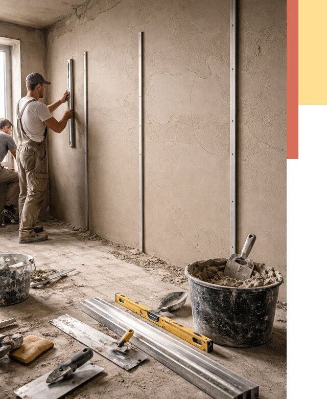 Штукатурка стен по маякам в Старом Осколе от 5564 руб./м² — выравнивание под ключ | ОТДЕЛОЧНИК-Срк