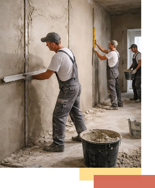 Штукатурка стен по маякам в Старом Осколе — точная и ровная поверхность