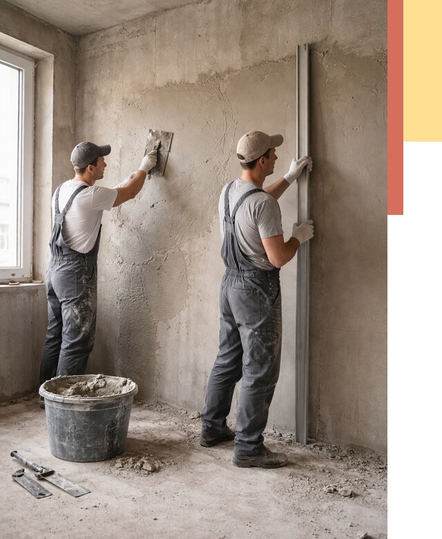 Штукатурка бетонных стен в Старом Осколе от 4553 руб/м² — качественно и быстро | ОТДЕЛОЧНИК-Срк