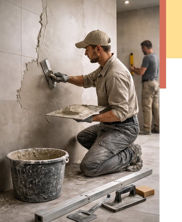 Штукатурка стен в ванной в Старом Осколе от 4553 руб./м² — выравнивание под ключ | ОТДЕЛОЧНИК-Срк