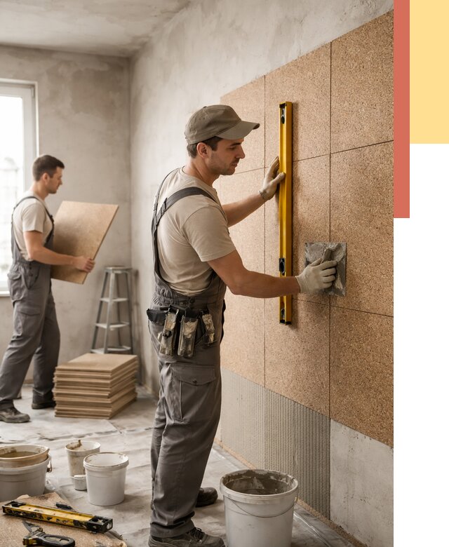 Монтаж пробковых панелей на стены в Старом Осколе от 3541 руб. — ОТДЕЛОЧНИК-Срк