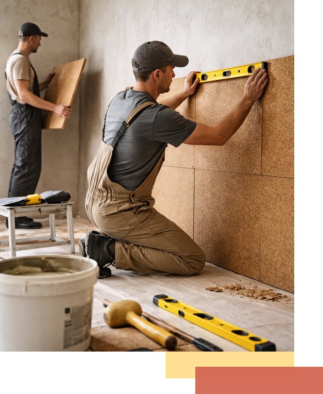 Монтаж пробковых панелей на стены в Старом Осколе быстро и качественно