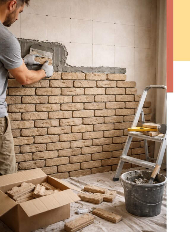 Монтаж декоративного кирпича в Старом Осколе от 3237 руб./м² — быстро и недорого | ОТДЕЛОЧНИК-Срк