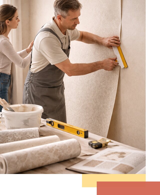 Поклейка обоев с подбором рисунка в Старом Осколе