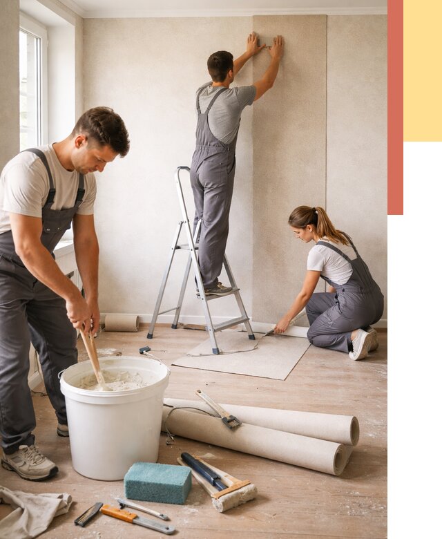 Оклейка стен обоями в Старом Осколе от 3541 руб/м2 — быстро и недорого | ОТДЕЛОЧНИК-Срк