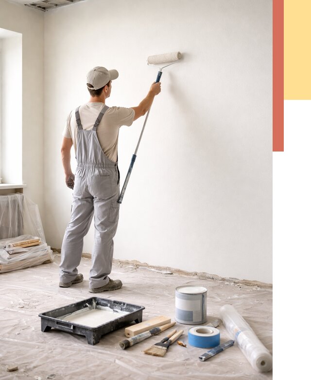 Покраска стен водоэмульсионной краской в Старом Осколе от 455 руб. за м² | ОТДЕЛОЧНИК-Срк