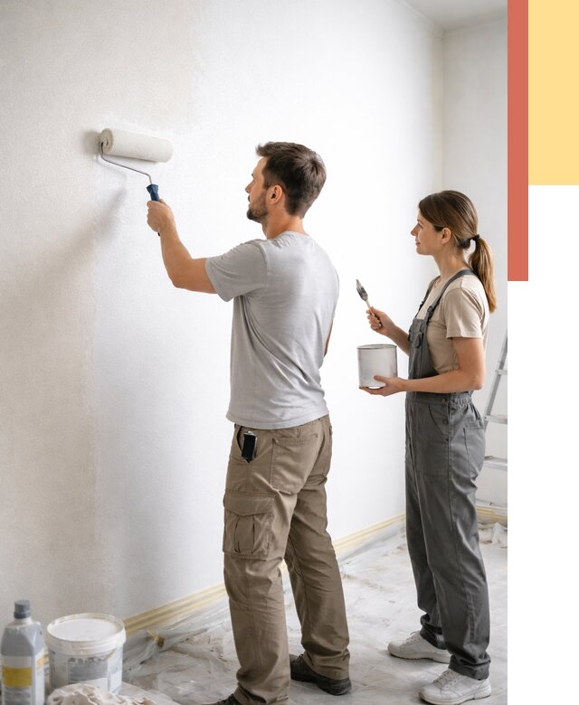 Окраска стен по стеклохолсту в Старом Осколе от 4553 руб/м² под ключ | ОТДЕЛОЧНИК-Срк