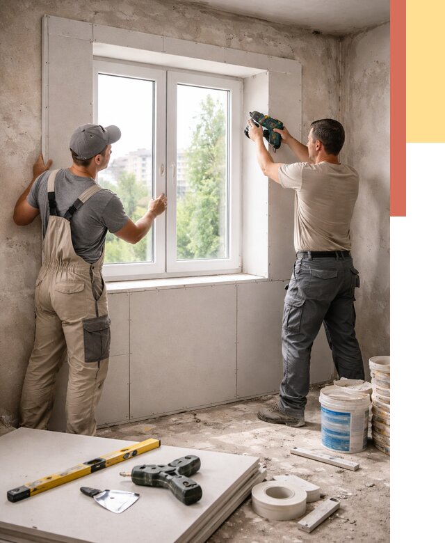 Монтаж откосов из гипсокартона в Старом Осколе от 4553 руб. под ключ | ОТДЕЛОЧНИК-Срк