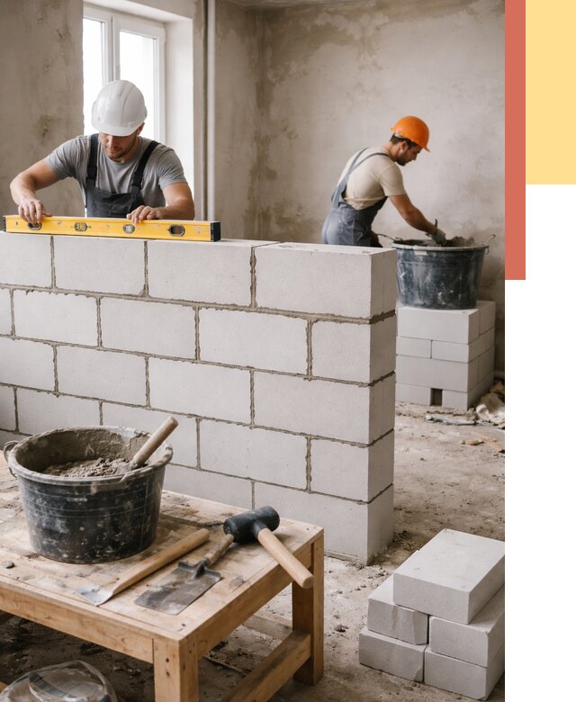 Кладка перегородок из газобетона в Старом Осколе от 3237 руб. под ключ | ОТДЕЛОЧНИК-Срк