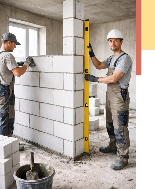 Кладка перегородок из пеноблока в Старом Осколе от 1821 руб. под ключ | ОТДЕЛОЧНИК-Срк