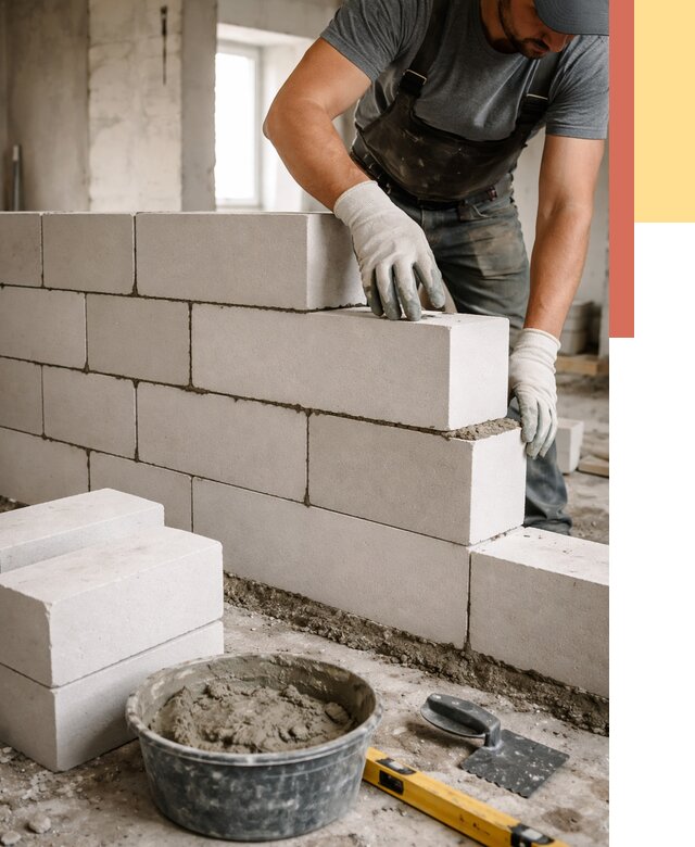 Кладка перегородок из силикатного блока в Старом Осколе от 4047 руб. под ключ | ОТДЕЛОЧНИК-Срк