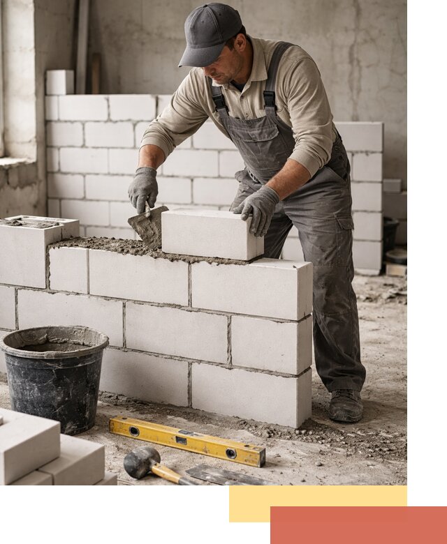 Кладка перегородок из силикатного блока в Старом Осколе