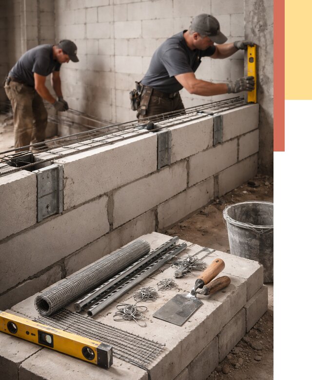 Армирование кладки перегородок в Старом Осколе от 759 руб. под ключ | ОТДЕЛОЧНИК-Срк
