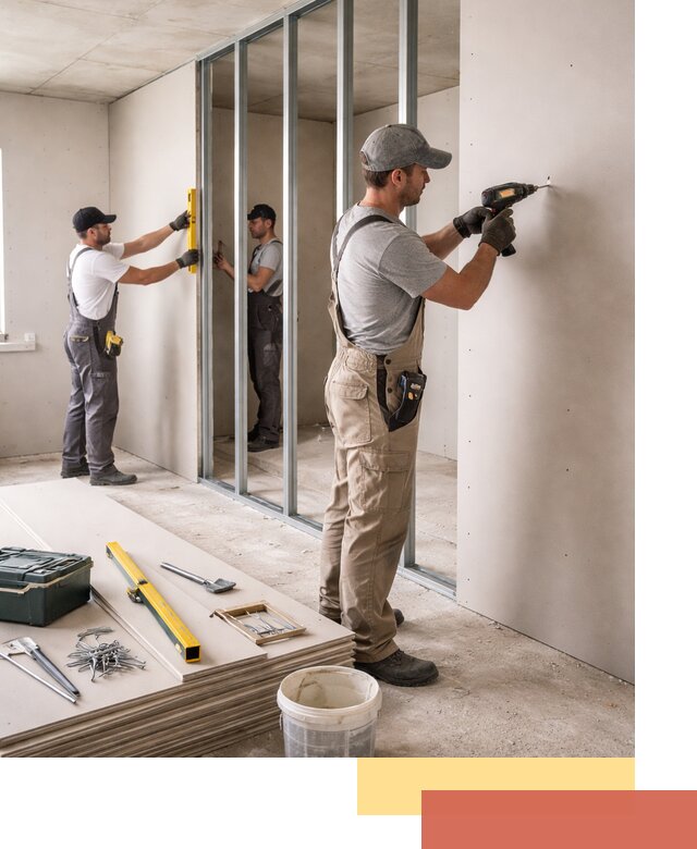 Однослойная перегородка из гипсокартона в Старом Осколе под ключ, монтаж и отделка