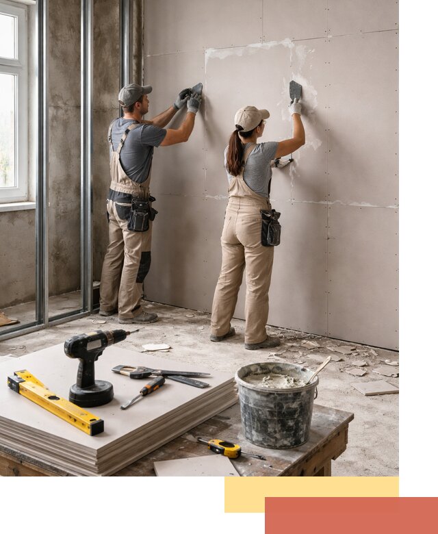 Монтаж двухслойной перегородки из гипсокартона в Старом Осколе