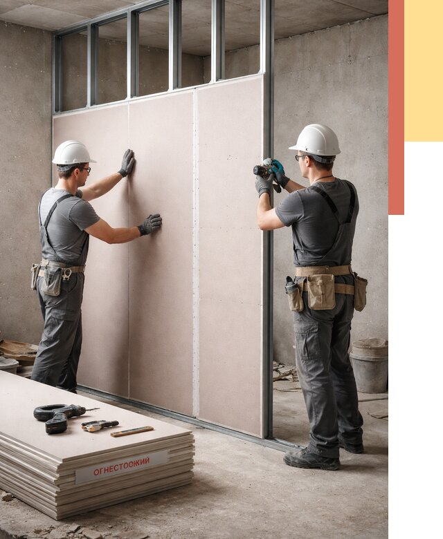 Перегородка из огнестойкого гипсокартона в Старом Осколе от 1872 руб. под ключ | ОТДЕЛОЧНИК-Срк