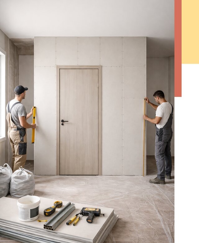 Перегородка из гипсокартона с дверью в Старом Осколе от 4553 руб. под ключ | ОТДЕЛОЧНИК-Срк