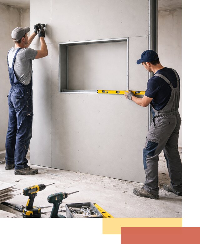 Перегородка из гипсокартона с нишей под декор в Старом Осколе