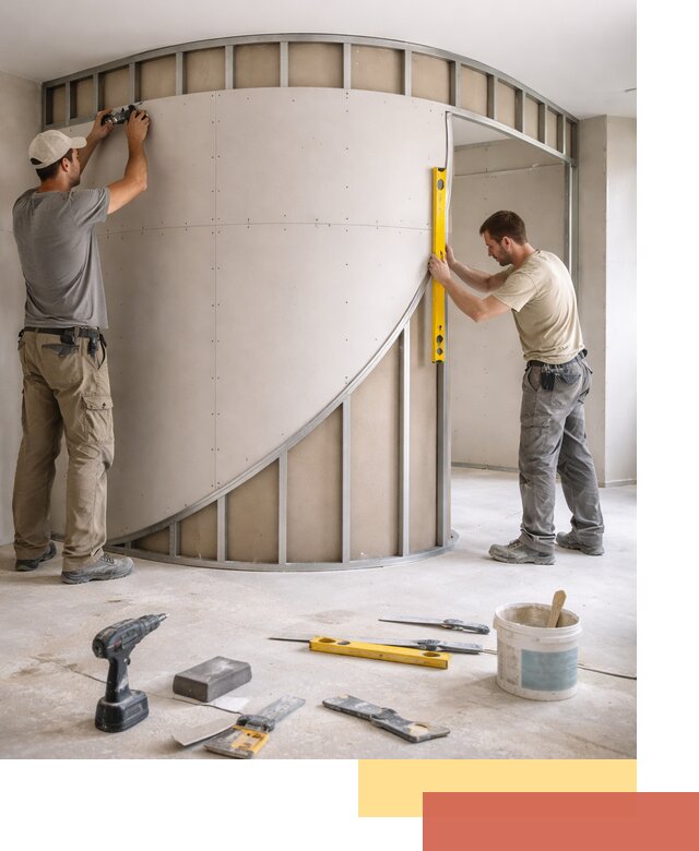 Радиусная перегородка из гипсокартона в Старом Осколе под ключ