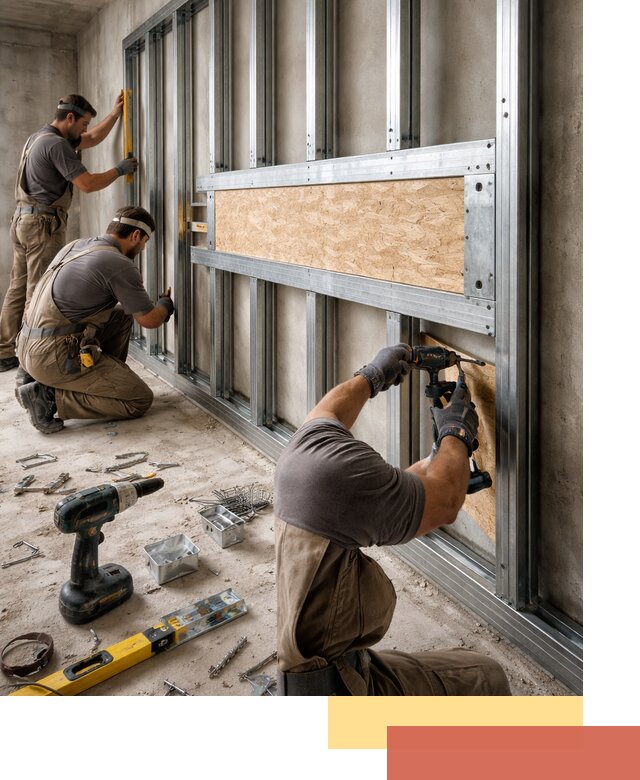 Усиленная перегородка для крепления тяжёлых конструкций в Старом Осколе