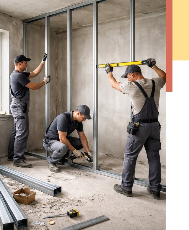 Монтаж каркаса перегородки из профиля в Старом Осколе от 759 руб. | ОТДЕЛОЧНИК-Срк