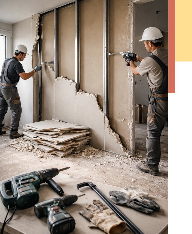 Демонтаж перегородки из гипсокартона в Старом Осколе от 1214 руб. быстро и недорого | ОТДЕЛОЧНИК-Срк