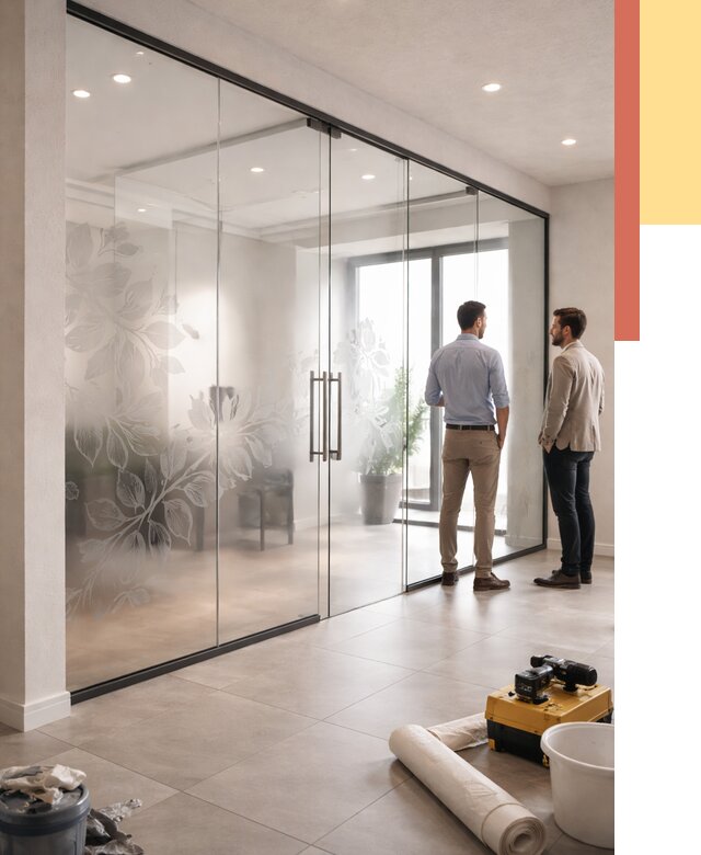 Стеклянные перегородки с рисунком в Старом Осколе от 12646 руб. монтаж и нанесение | ОТДЕЛОЧНИК-Срк