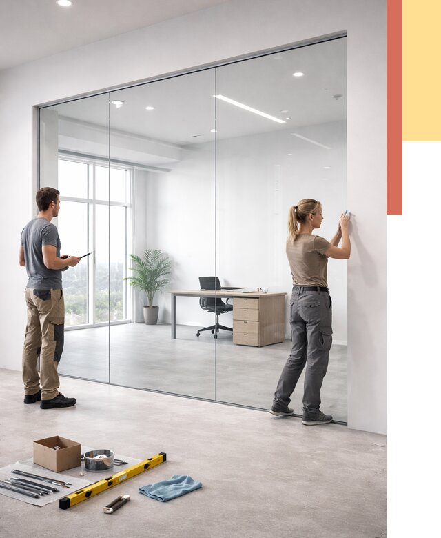 Перегородки из закаленного стекла в Старом Осколе от 9611 руб. под ключ | ОТДЕЛОЧНИК-Срк