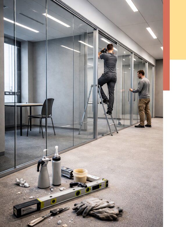 Стеклянные офисные перегородки в Старом Осколе от 8599 руб. — монтаж и установка | ОТДЕЛОЧНИК-Срк