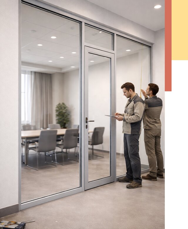 Установка и монтаж алюминиевых перегородок со стеклом в Старом Осколе от 8296 руб. | ОТДЕЛОЧНИК-Срк