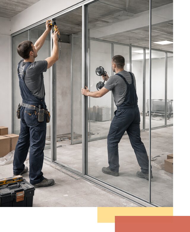 Алюминиевые перегородки со стеклом в Старом Осколе — изготовление и монтаж