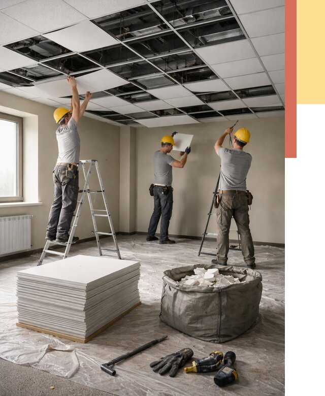 Демонтаж потолка Армстронг в Старом Осколе от 4553 руб. быстро и недорого | ОТДЕЛОЧНИК-Срк