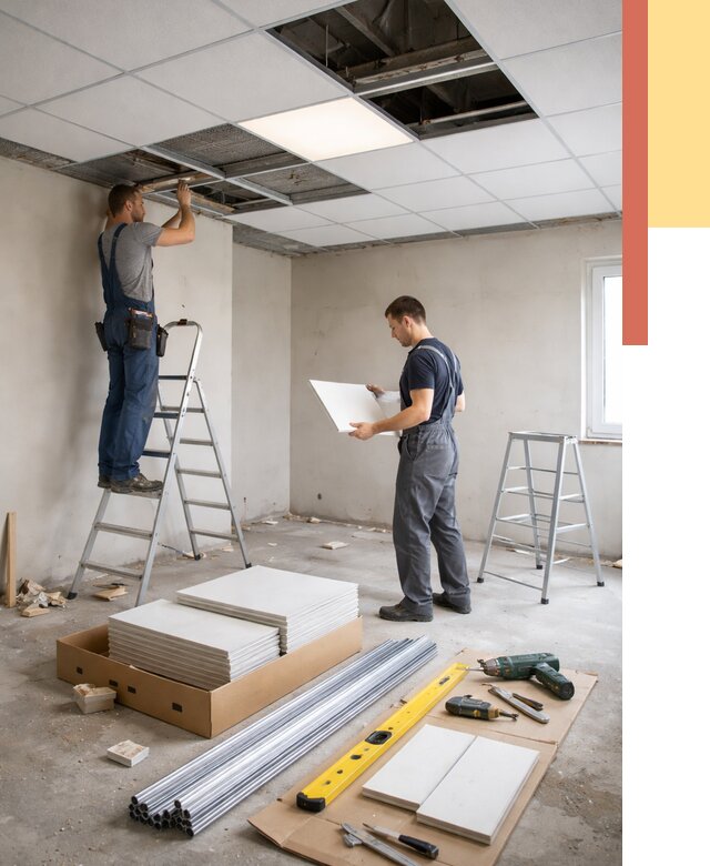 Монтаж потолка армстронг в Старом Осколе от 4553 руб/м2 — быстрая установка под ключ | ОТДЕЛОЧНИК-Срк