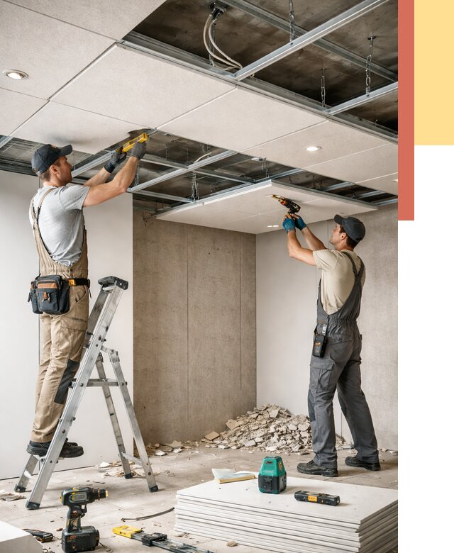 Монтаж акустического потолка в Старом Осколе от 6576 руб/м2 — быстро и недорого | ОТДЕЛОЧНИК-Срк