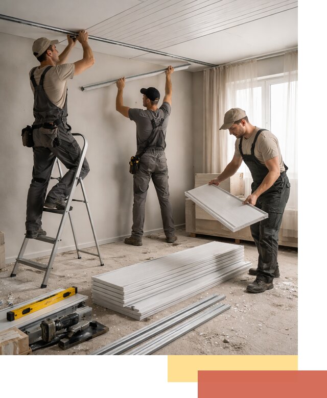 Монтаж потолка из ПВХ панелей в Старом Осколе оперативно и качественно