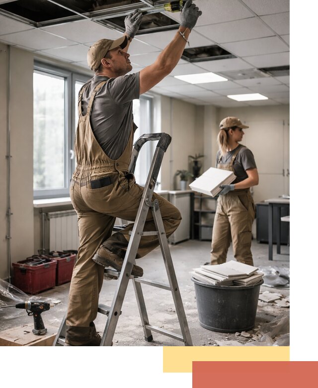 Ремонт потолка Армстронг и замена плит в Старом Осколе