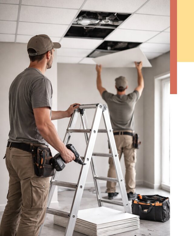 Обслуживание подвесного потолка в Старом Осколе от 3541 руб. — быстро и недорого | ОТДЕЛОЧНИК-Срк