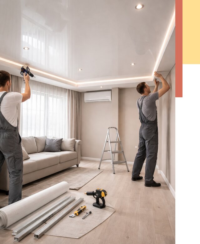 Монтаж глянцевого натяжного потолка в Старом Осколе от 759 руб. под ключ | ОТДЕЛОЧНИК-Срк