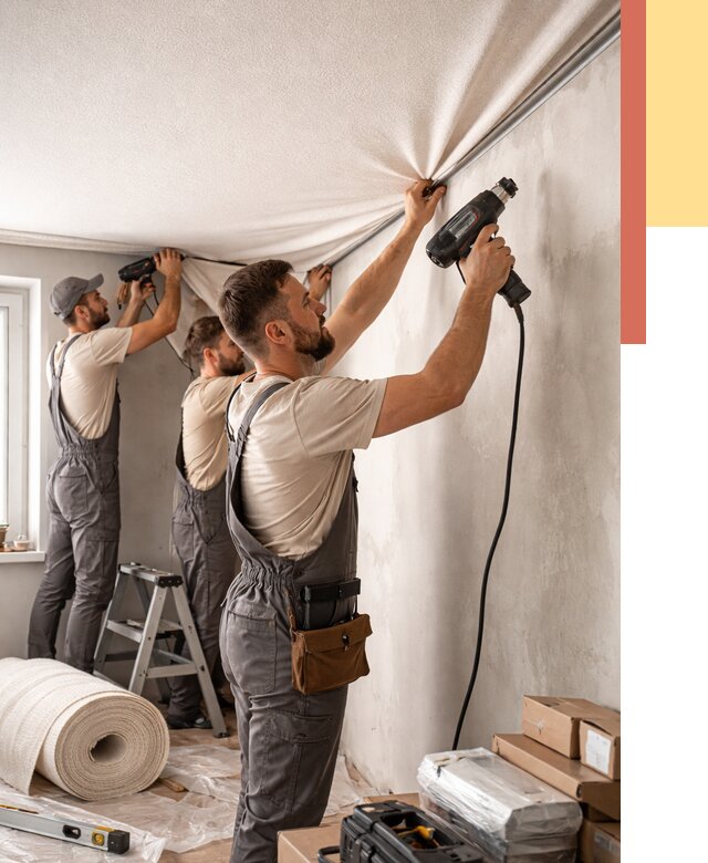 Монтаж фактурного натяжного потолка в Старом Осколе от 759 руб. — ОТДЕЛОЧНИК-Срк