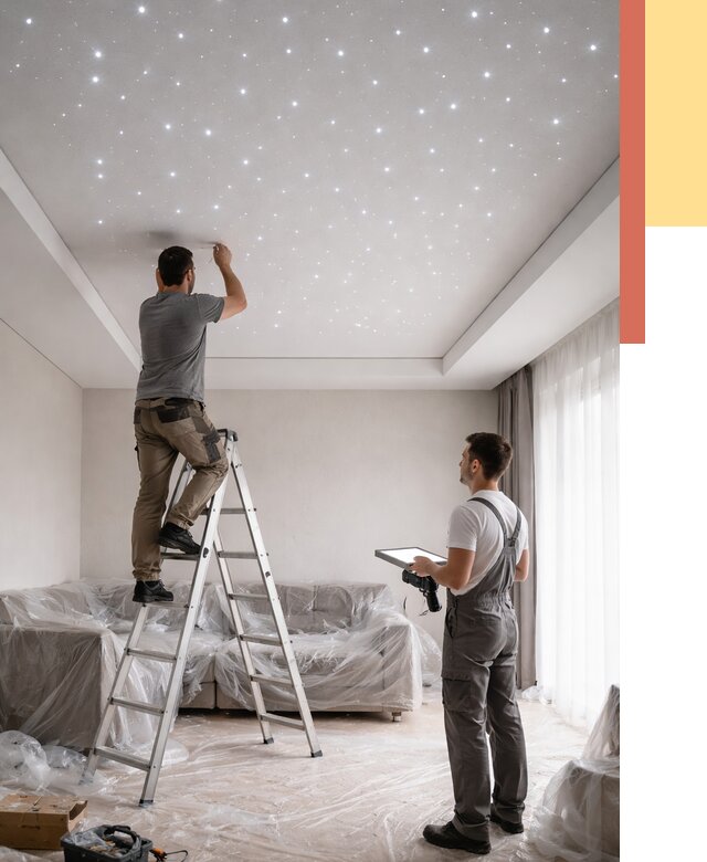 Монтаж натяжного потолка «звездное небо» в Старом Осколе от 6576 руб. | ОТДЕЛОЧНИК-Срк