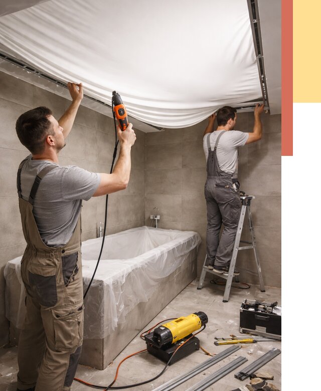 Монтаж натяжного потолка в ванной в Старом Осколе от 1214 руб. под ключ | ОТДЕЛОЧНИК-Срк