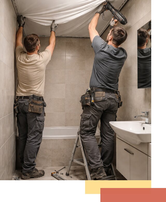 Монтаж натяжного потолка в ванной в Старом Осколе быстро и качественно