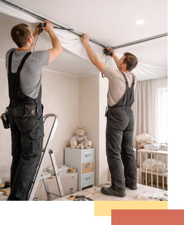 Монтаж натяжного потолка в детской комнате в Старом Осколе