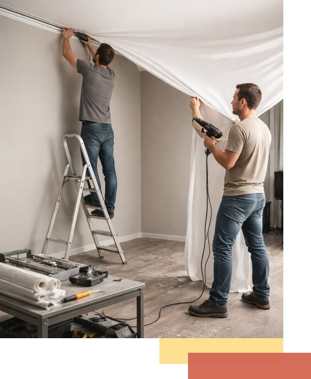 Монтаж натяжного потолка в студии в Старом Осколе