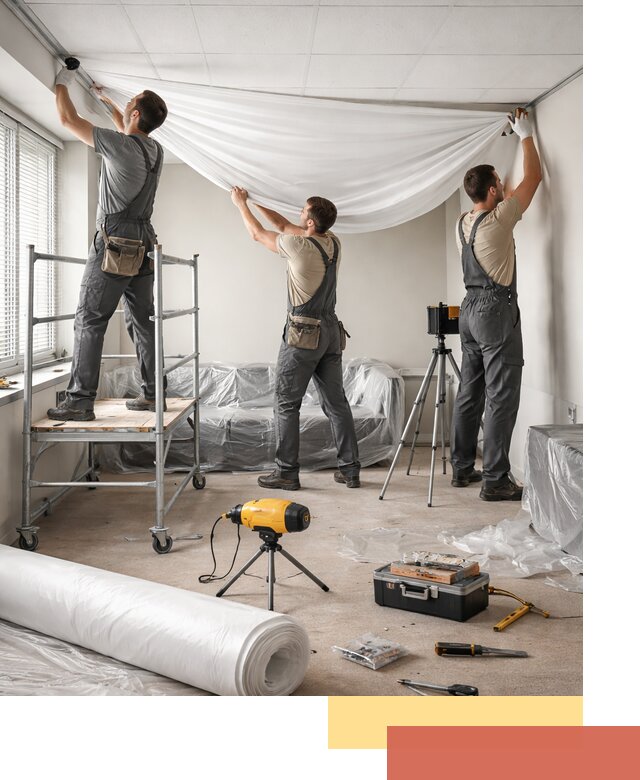 Монтаж натяжного потолка в офисе в Старом Осколе