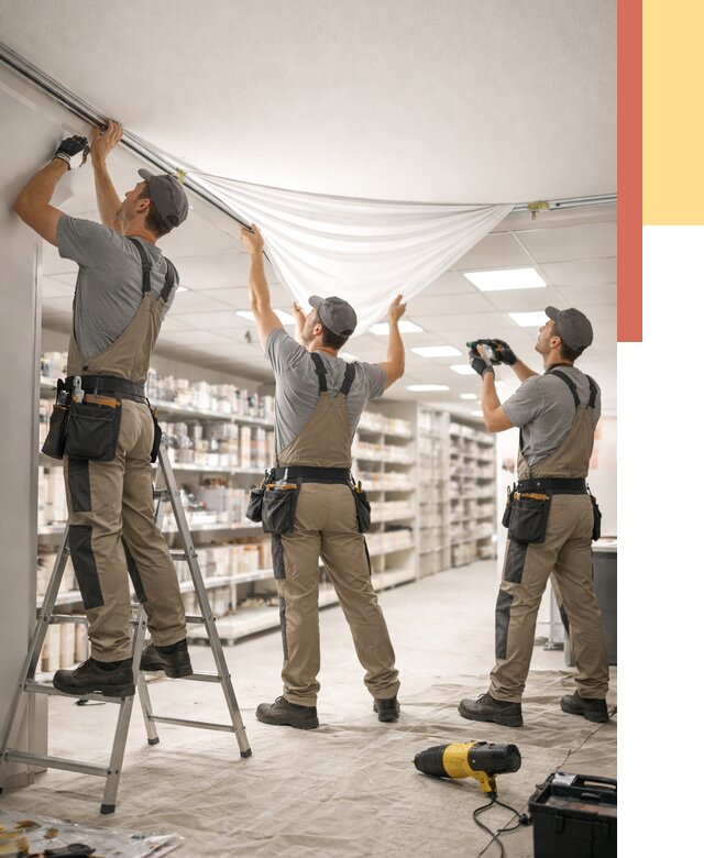 Монтаж натяжного потолка в магазине в Старом Осколе от 4553 руб. быстро и недорого | ОТДЕЛОЧНИК-Срк