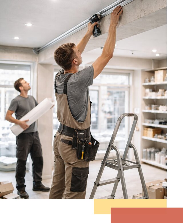 Монтаж натяжных потолков в магазине в Старом Осколе