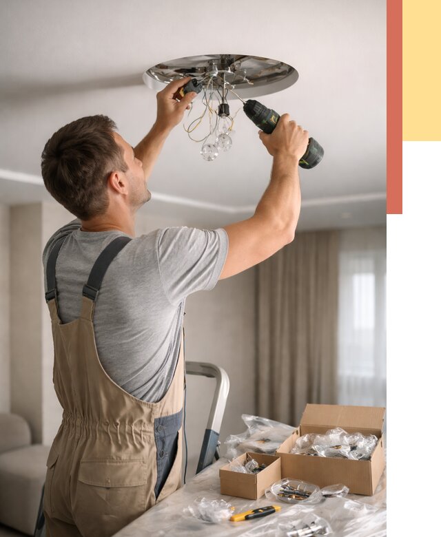 Установка люстры в натяжной потолок в Старом Осколе от 1214 руб. | Быстро и недорого — ОТДЕЛОЧНИК-Срк