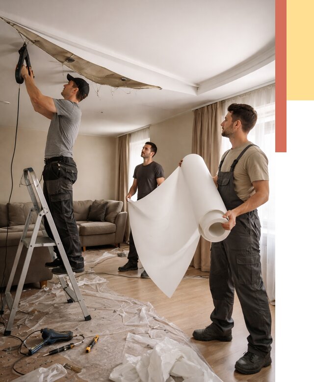 Замена полотна натяжного потолка в Старом Осколе от 9611 руб. быстро и недорого | ОТДЕЛОЧНИК-Срк